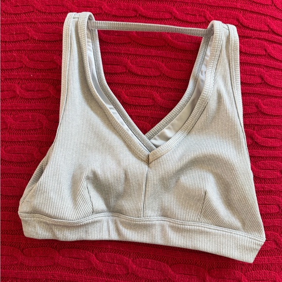 ALO Yoga Light Gray Wrap Sports Bra - Picture 3 of 6